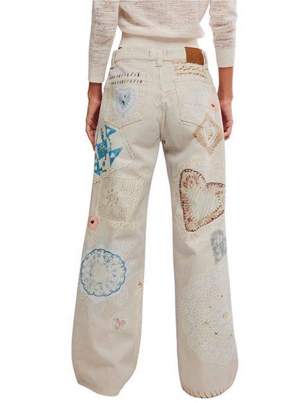 NWT Free People Tinsley Illusions Printed Jeans Heirloom Ivory 27 - Picture 2 of 6